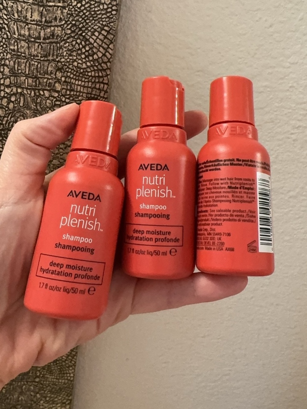 3X Aveda Nutriplenish Shampoo Deep Moisture - Travel Size (1.7oz / 50ml each)
